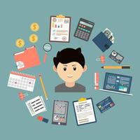 Auditing concept background with office objects vector