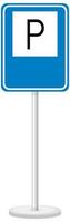 Parking sign with stand isolated on white background vector
