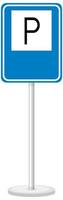 Parking sign with stand isolated on white background vector