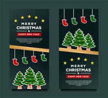 Merry Christmas and Happy New Year Banner template vector