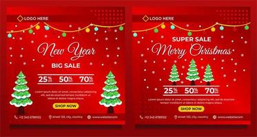 Merry Christmas and Happy New Year background template vector