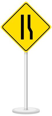 Yellow traffic warning sign on white background