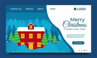 Merry Christmas and Happy New Year landing page vector