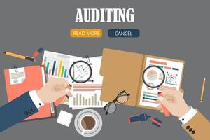 Auditing concept background with office objects vector