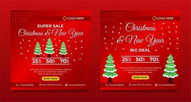 Merry Christmas and Happy New Year background template vector