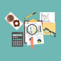 Auditing concept background with office objects vector