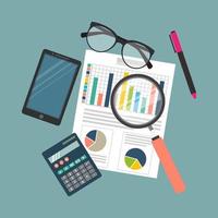 Auditing concept background with office objects vector