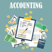 Auditing concept background with office objects vector