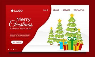 Merry Christmas and Happy New Year Landing page design vector