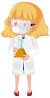 Girl in scientist costume holding science objects isolated on white background vector