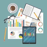 Auditing concept background with office objects vector