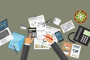 Auditing concept background with office objects vector