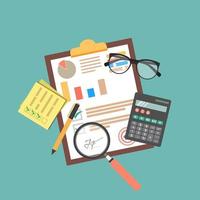 Auditing concept background with office objects vector