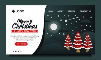 Merry Christmas and Happy New Year landing page vector