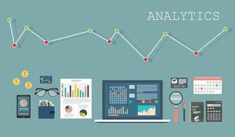 Fondo de concepto de auditoría con objetos de oficina vector