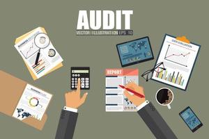 Auditing concept background with office objects