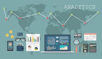 Fondo de concepto de auditoría con objetos de oficina vector