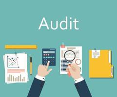 Auditing concept background with office objects vector