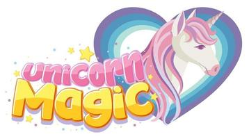 unicornio mágico logo con unicornio en color pastel vector