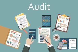 Auditing concept background with office objects vector