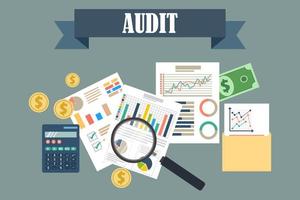 Auditing concept background with office objects vector