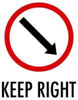 Keep right sign on white background vector