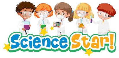 Science Star with kid holding experimental science object isolated on white background vector