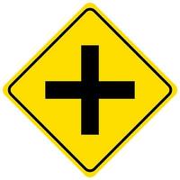 4 way intersection sign isolated on white background vector