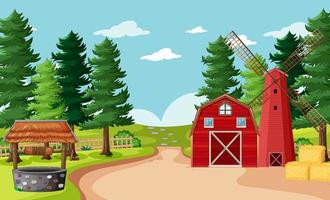 Blank farm scene in cartoon style vector