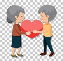 Old couple in standing pose isolated on transparent background vector