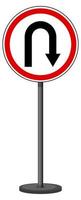 U-turn sign with stand isolated on white background vector