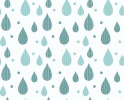 patrón sin fisuras con gotas de lluvia y dibujos lineales vector