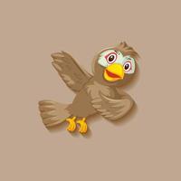 personaje de dibujos animados lindo pájaro gorrión vector