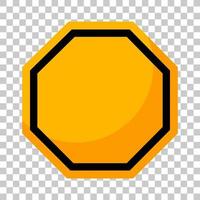 Empty yellow traffic sign on transparent background vector