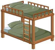 Green brown bunk bed isolated on white background vector