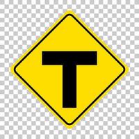 Yellow traffic warning sign on transparent background vector