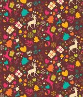 Seamless pattern with Christmas trees, reindeers, gift boxes vector