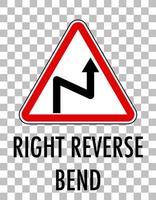 Right reverse bend sign isolated on transparent background vector