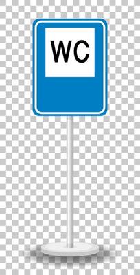 Water Closet sign with stand isolated on transparent background