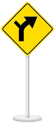 Yellow traffic warning sign on white background