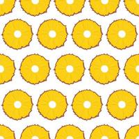 Fruit seamless pattern, pineapple slices on white background. vector