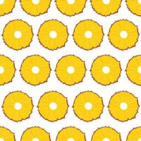 Fruit seamless pattern, pineapple slices on white background. vector