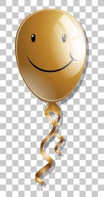 Smile on golden balloon isolated on transparent background