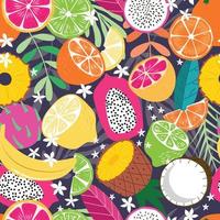 patrón sin costuras de frutas, colección de frutas tropicales exóticas vector
