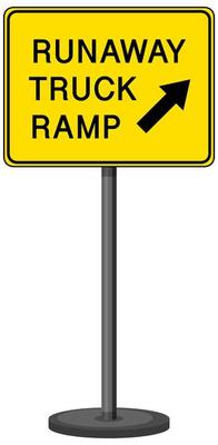 Runaway truck ramp warning sign isolated on white background
