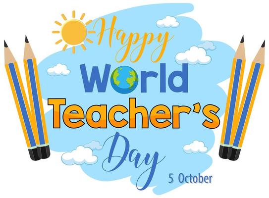 Happy World Teacher's Day text with pencils