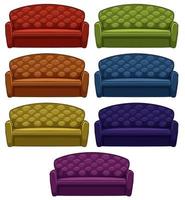 Isolated set of sofa in seven colors vector