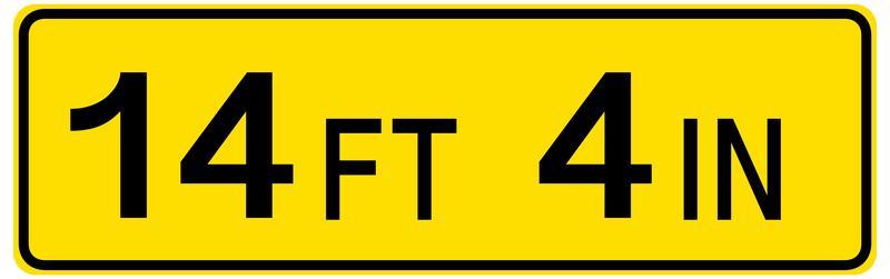 Low clearance traffic sign on white background