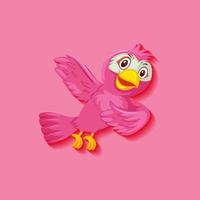 Cute pink bird cartoon character vector