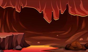 Infernal dark cave with lava scene vector